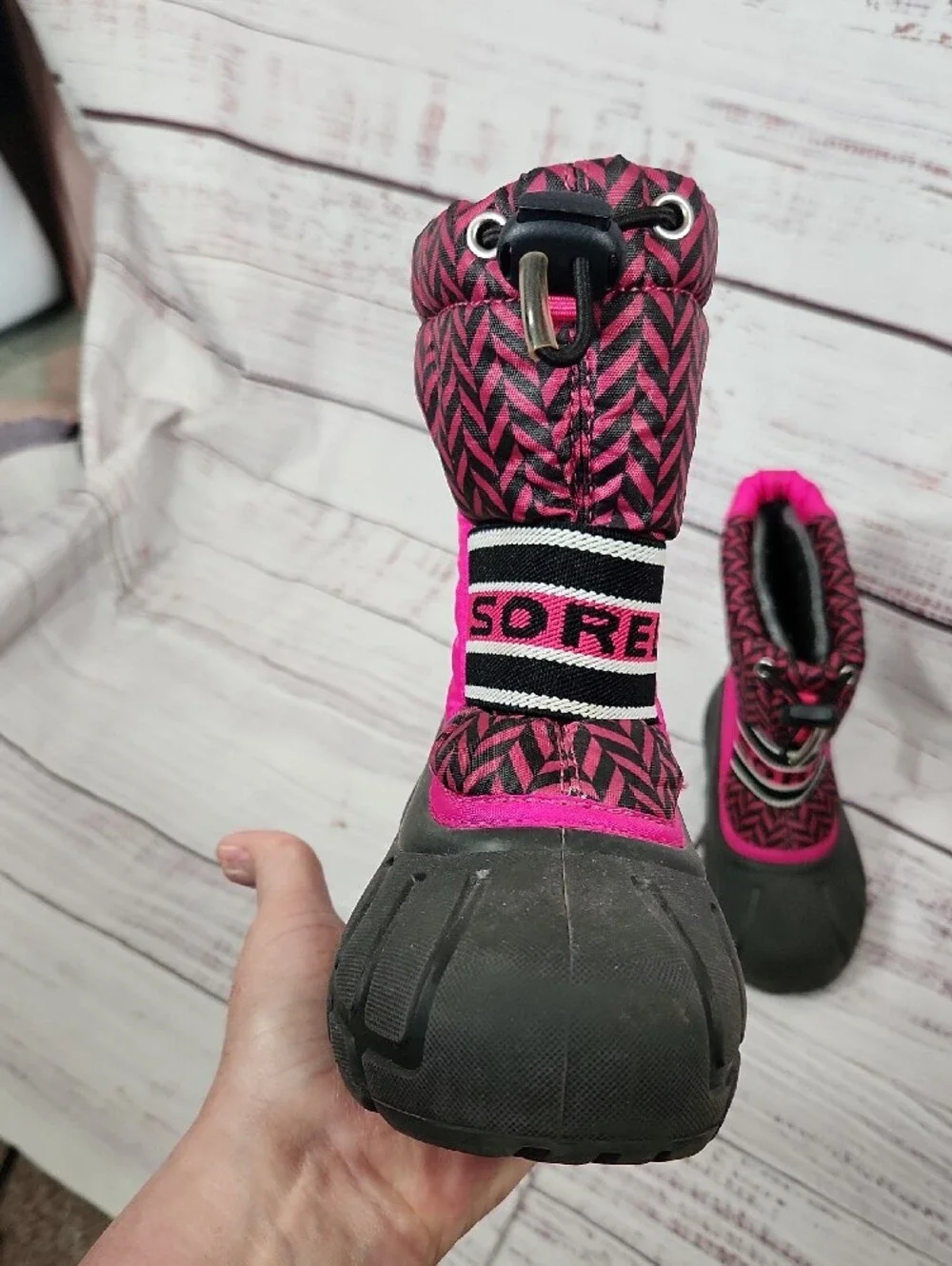 Sorel Kids Pink and Black Waterproof Snow Boots